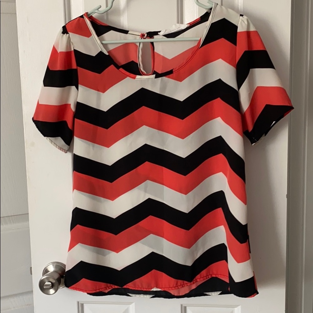 Peach Love Cream chevron shirt